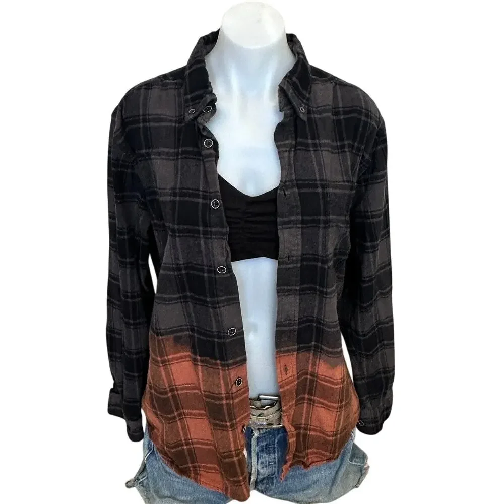Some Wine In the Belly Plaid Flannel Shirt MEDIUM Oversize Unique Game of Throne - Picture 4 of 6